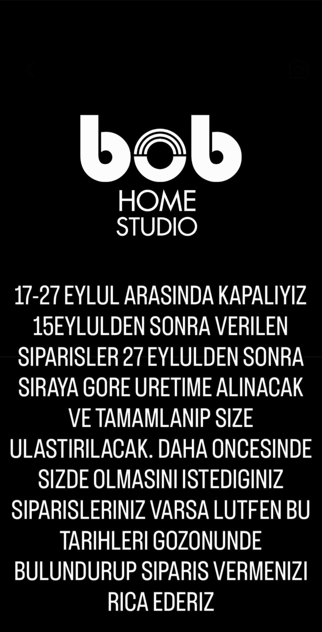 17-27 Eylül arasında kapalı olduğumuza dair duyuru